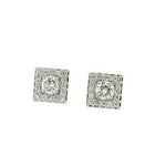 
  
  14k White Gold Square Diamond Studs With Round Centers
  
