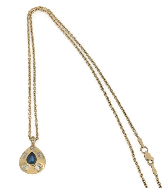 Yellow Gold Sapphire & Diamond Baguette Pendant Necklace – MB Altman ...
