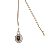 
  
  14k Rose Gold Diamond Halo Garnet Pendant Necklace
  
