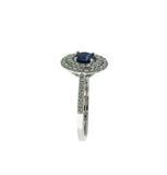 18k White Gold Sapphire Diamond Double Halo Ring