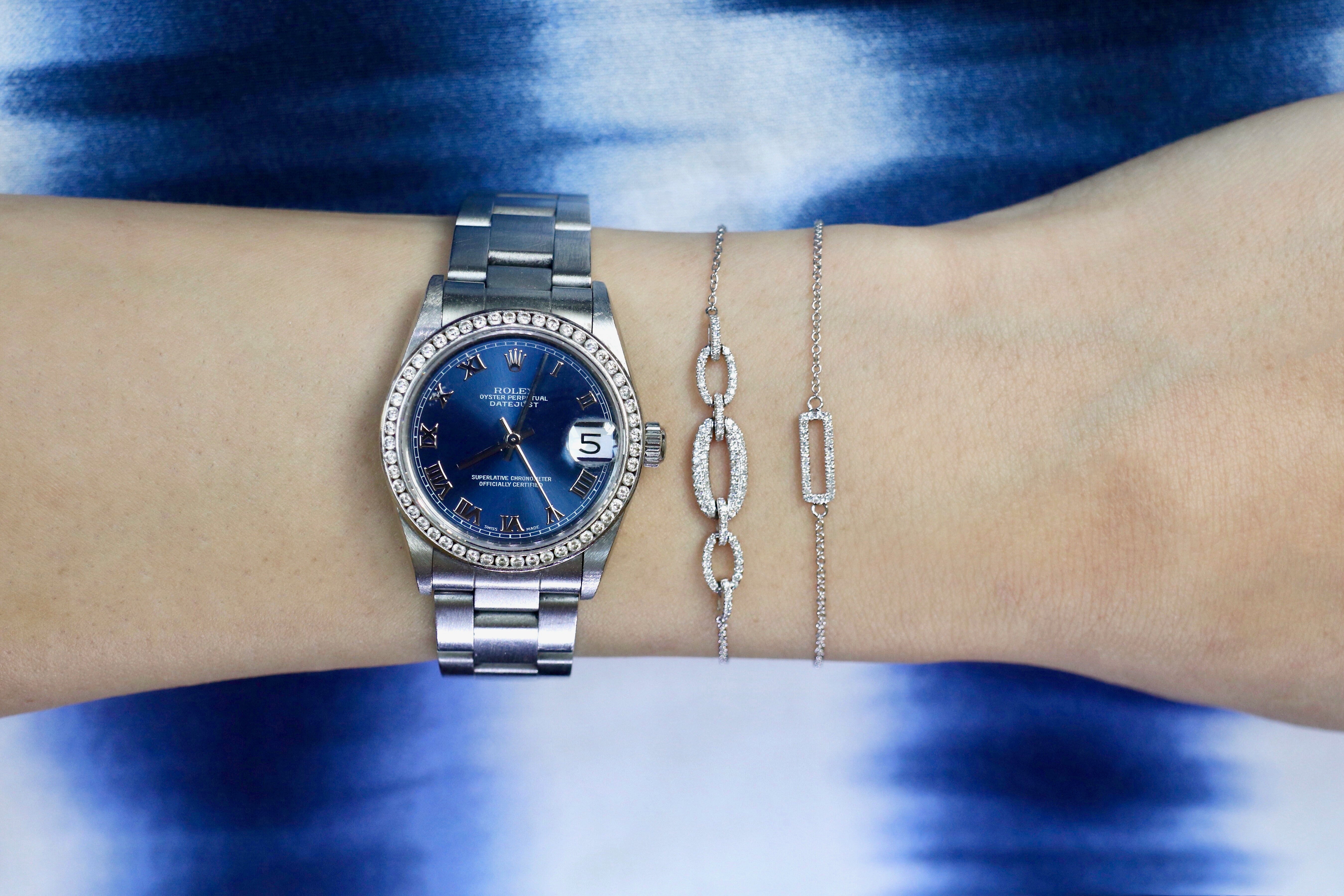 
  
  14k White Gold Rectangle Diamond Bracelet
  
