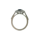 18k White Gold Sapphire Diamond Double Halo Ring