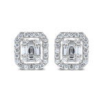 
  
  White Gold Rectangular Halo Diamond Earrings
  
