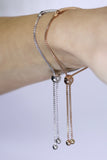 Diamond Bar Bolo Bracelet in 14k Rose Gold