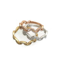 Tri-color 14k diamond stacking band rings