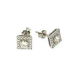 White Gold Square Diamond Studs With Round Centers