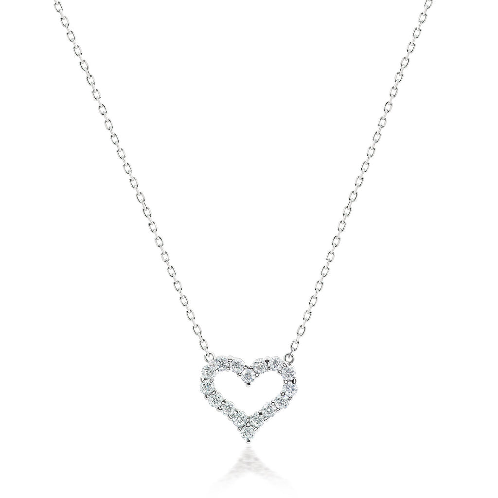 14k Open Diamond Heart Necklace -3/4 Carat
