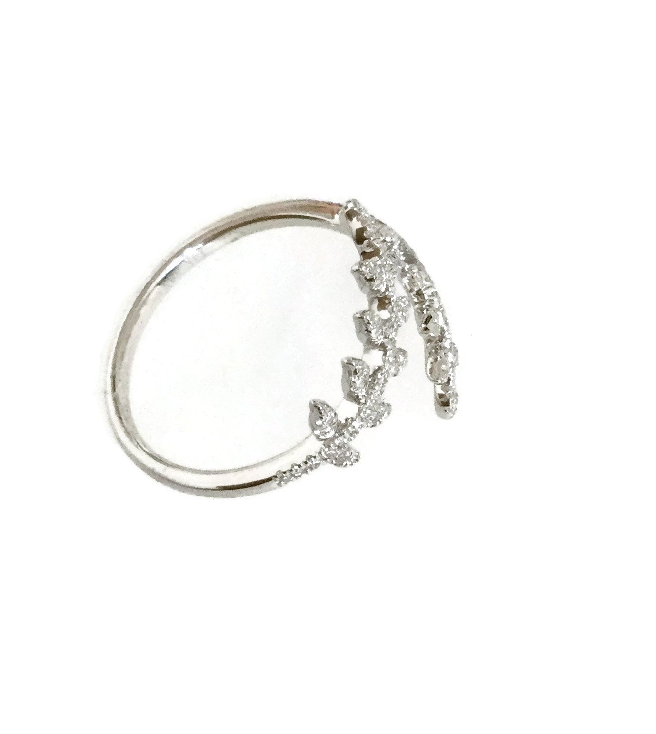 
  
  14k White Gold Open Leaf Diamond Ring
  
