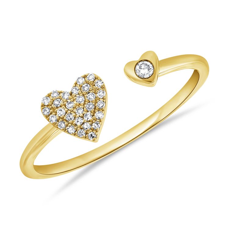 Open 14K Yellow Gold Diamond Heart Ring