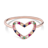 
  
  14k Rose Gold Mutli Color Diamond Heart Ring
  
