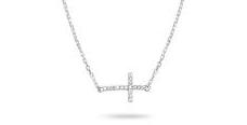 
  
  14k White Gold Horizontal Cross Diamond Necklace
  
