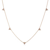 Adjustable 14k Yellow Gold Station Diamond Heart Necklace